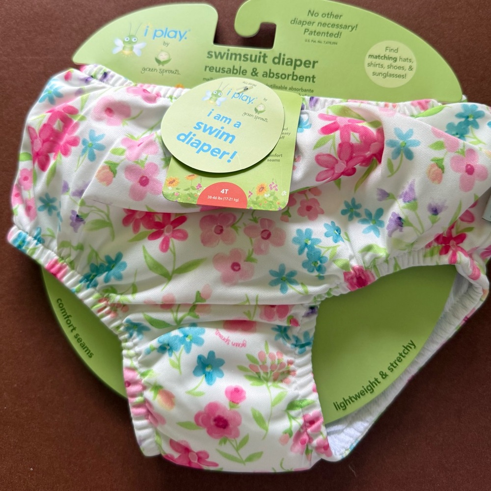 i play by Green Sprouts Pink Floral Reusable Swim Diaper Cover